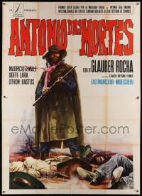 8j016 ANTONIO DAS MORTES Italian 2p '69 cool western art of cowboy with rifle over dead bodies!