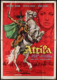 8j018 ATTILA Italian 2p R64 Favalli art of The Hun, Anthony Quinn & sexy Sophia Loren!
