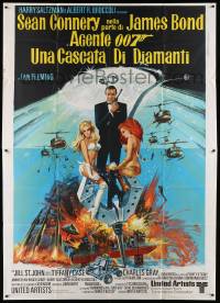 8j052 DIAMONDS ARE FOREVER Italian 2p '71 art of Sean Connery as James Bond 007 by Robert McGinnis!