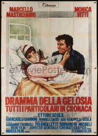 8j059 DRAMA OF JEALOUSY & OTHER THINGS Italian 2p '71 art of Mastroianni w/ Vitti in hospital bed!