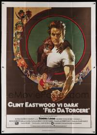 8j063 EVERY WHICH WAY BUT LOOSE Italian 2p '79 Bob Peak art of Clint Eastwood & Clyde the orangutan!