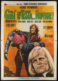 8j071 GIU' LA TESTA... HOMBRE Italian 2p '71 Klaus Kinski, cool spaghetti western art by Gasparri!