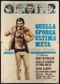 8j114 LONGEST YARD Italian 2p '75 Robert Aldrich prison football comedy, art of Burt Reynolds!