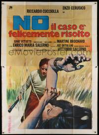 8j129 NO, THE CASE IS HAPPILY RESOLVED Italian 2p '73 wild art of woman fighting in field!