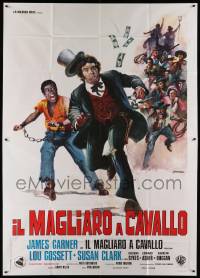 8j156 SKIN GAME Italian 2p '72 different Franco art of James Garner & slave Louis Gossett Jr.!