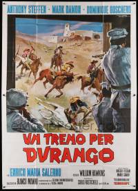 8j176 TRAIN FOR DURANGO Italian 2p '67 Anthony Steffen, cool spaghetti western art by De Seta!