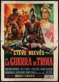 8j180 TROJAN HORSE style B Italian 2p '62 Ciriello art of Steve Reeves in a spectacle of savagery!