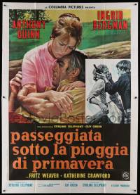 8j188 WALK IN THE SPRING RAIN Italian 2p '70 Mos art of Anthony Quinn & Ingrid Bergman embracing!