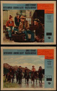 8k881 FAR COUNTRY 2 LCs '55 James Stewart, Ruth Roman, directed by Anthony Mann!