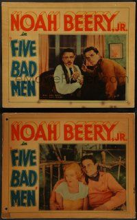 8k884 FIVE BAD MEN 2 LCs '35 cowboy Noah Beery Jr. c/u with pretty Sally Darling & old guy!