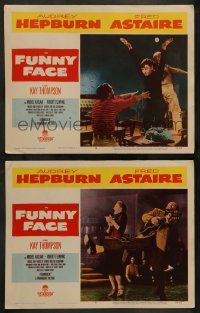 8k890 FUNNY FACE 2 LCs '57 great images of Audrey Hepburn & Fred Astaire!