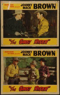 8k893 GHOST RIDER 2 LCs '43 tough cowboy Johnny Mack Brown, Raymond Hatton!