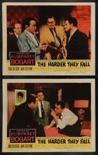 8k904 HARDER THEY FALL 2 LCs '56 cool images of Humphrey Bogart drinking, w/ Rod Steiger, boxing!