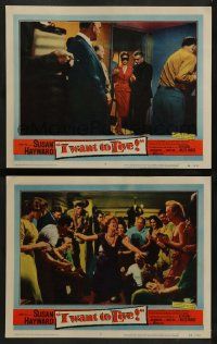 8k913 I WANT TO LIVE 2 LCs '58 Susan Hayward as Barbara Graham, a party girl convicted of murder!