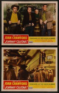 8k916 JOHNNY GUITAR 2 LCs '54 Joan Crawford & Sterling Hayden in title role, Nicholas Ray!