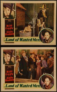 8k923 LAND OF WANTED MEN 2 LCs '31 Bill Cody and his teen sidekick Andy Shuford!