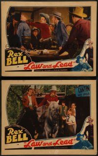 8k924 LAW & LEAD 2 LCs '36 great images of western cowboy Rex Bell, Wally Wales!