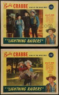 8k927 LIGHTNING RAIDERS 2 LCs '45 Buster Crabbe King of the Wild West, Fuzzy St. John