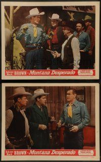 8k935 MONTANA DESPERADO 2 LCs '51 Wallace Fox, western cowboy Johnny Mack Brown, Myron Healy!