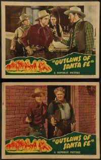 8k944 OUTLAWS OF SANTA FE 2 LCs '44 great western cowboy images of Don Red Barry, Wally Vernon!