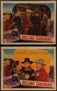 8k966 ROLLING CARAVANS 2 LCs '38 cowboy western images of John Jack Luden and Eleanor Stewart!
