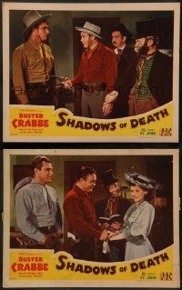 8k973 SHADOWS OF DEATH 2 LCs '45 Buster Crabbe, King of the Wild West & His Horse Falcon + Fuzzy!