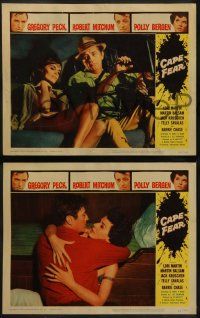 8k051 CAPE FEAR 8 LCs '62 Gregory Peck, Robert Mitchum, Polly Bergen, classic film noir!