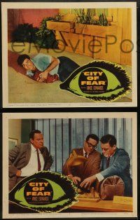 8k534 CITY OF FEAR 6 LCs '59 crazy Vince Edwards, cool border artwork of eye!