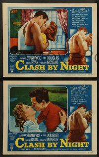 8k491 CLASH BY NIGHT 7 LCs '52 Fritz Lang, Barbara Stanwyck & Robert Ryan, Paul Douglas!