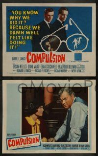 8k063 COMPULSION 8 LCs '59 Dean Stockwell & Bradford Dillman try perfect murder, Orson Welles!