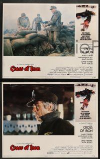 8k068 CROSS OF IRON 8 LCs '77 Sam Peckinpah, Tanenbaum border art of fallen WWII Nazi soldier!