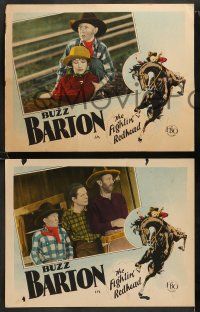 8k754 FIGHTIN' REDHEAD 3 LCs '28 juvenile cowboy star Buzz Barton in main scenes & great border art