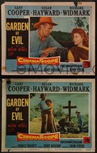 8k667 GARDEN OF EVIL 4 LCs '54 Gary Cooper, sexy Susan Hayward & Cameron Mitchell