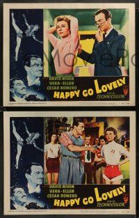 8k132 HAPPY GO LOVELY 8 LCs '51 David Niven, Vera-Ellen & Cesar Romero, musical!