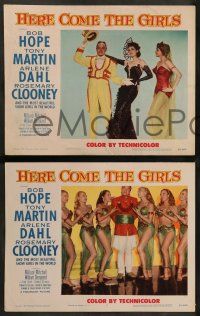 8k676 HERE COME THE GIRLS 4 LCs '53 great images of Bob Hope & most beautiful showgirls!