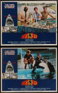 8k171 JAWS 3-D 8 LCs '83 Dennis Quaid, Bess Armstrong, Gossett Jr., the third dimension is terror!