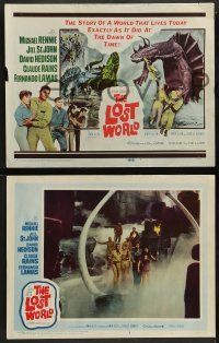8k199 LOST WORLD 8 LCs '60 Michael Rennie battles dinosaurs in the Amazon Jungle!