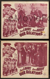 8k789 OUR RELATIONS 3 LCs R48 great images of Stan Laurel & Oliver Hardy!