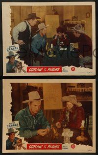 8k791 OUTLAWS OF THE PLAINS 3 LCs '46 Buster Crabbe & Al 'Fuzzy' St. John ride a race for gold!