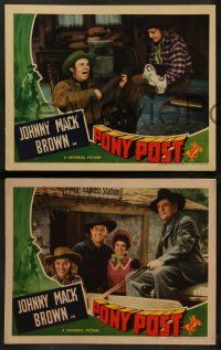8k798 PONY POST 3 LCs '40 Johnny Mack Brown, Fuzzy Knight, cool western images!