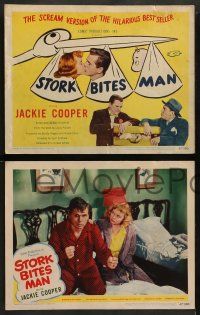 8k388 STORK BITES MAN 8 LCs '47 Jackie Cooper & Randall have a baby, delivered of course by bird!