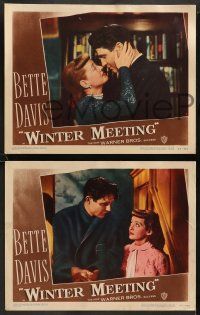 8k830 WINTER MEETING 3 LCs '48 Bette Davis, Jim Davis & Janis Paige in New York City!