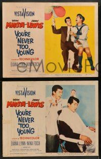 8k488 YOU'RE NEVER TOO YOUNG 8 LCs '55 great images of cool Dean Martin & wacky Jerry Lewis!
