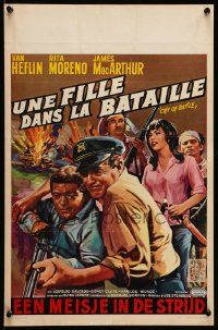 8m044 CRY OF BATTLE Belgian '63 different artwork of Van Heflin, Rita Moreno & James MacArthur!