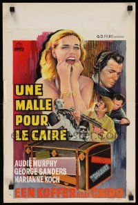 8m236 TRUNK TO CAIRO Belgian '66 Audie Murphy, George Sanders, cool action art w/dangerous babes!