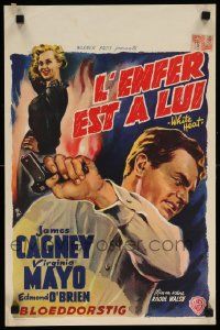 8m249 WHITE HEAT Belgian '49 different Wik art of James Cagney & Mayo, classic film noir!