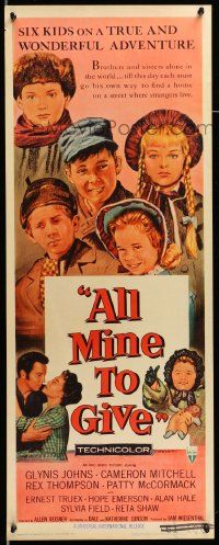 8m543 ALL MINE TO GIVE insert '57 Glynis Johns, Mitchell, six kids on a wonderful adventure!