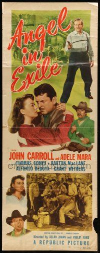 8m549 ANGEL IN EXILE insert '48 John Carroll, Adele Mara, bullets couldn't stop him!