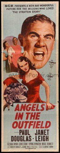 8m550 ANGELS IN THE OUTFIELD insert '51 Paul Douglas & sexy Janet Leigh, baseball!