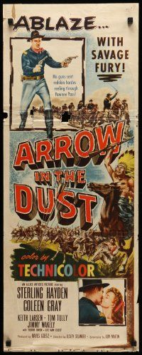 8m556 ARROW IN THE DUST insert '54 tough double-fisted Sterling Hayden, pretty Coleen Gray